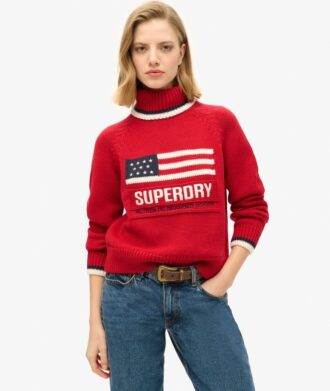 Americana stickad tröja med rullkrage