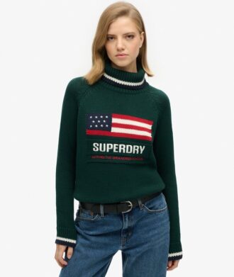 Americana stickad tröja med rullkrage