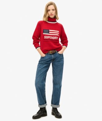 Americana stickad tröja med rullkrage