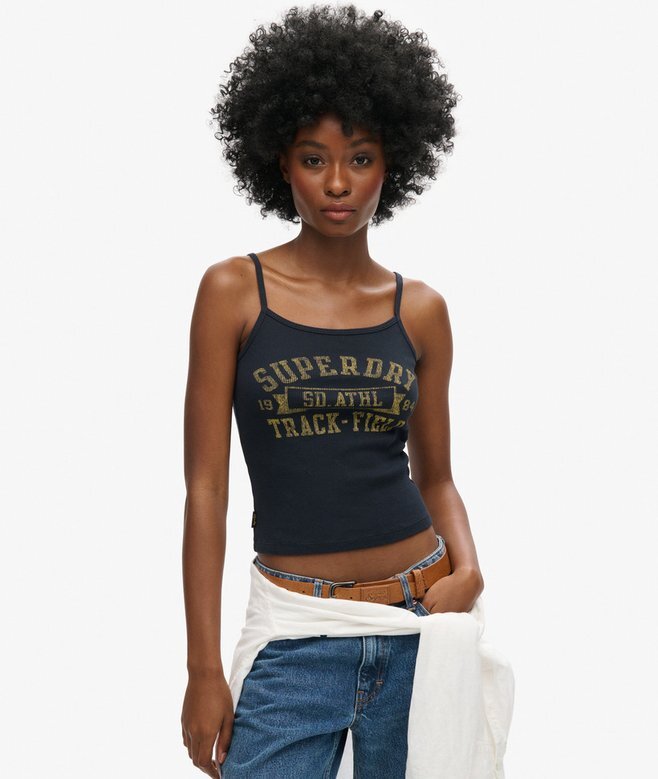 Athletic College Graphic Rib Cami Top Athletic College Graphic Rib Cami Top
