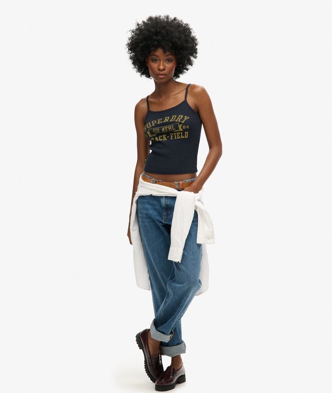 Athletic College Graphic Rib Cami Top Athletic College Graphic Rib Cami Top