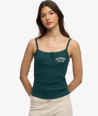 Athletic Essentials Broderad Cami-top med knappar