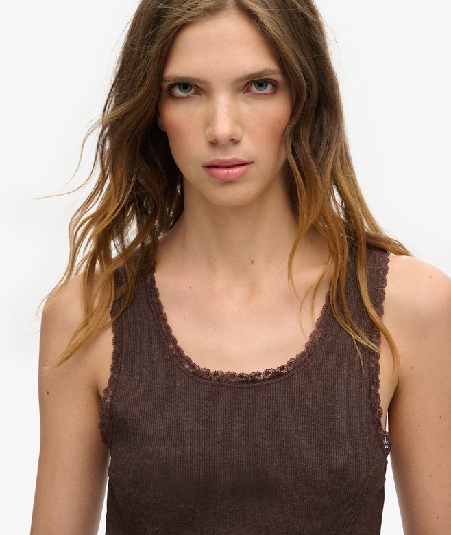 Athletic Essentials Vintage Lace Trim Vest Top Athletic Essentials Vintage Lace Trim Vest Top