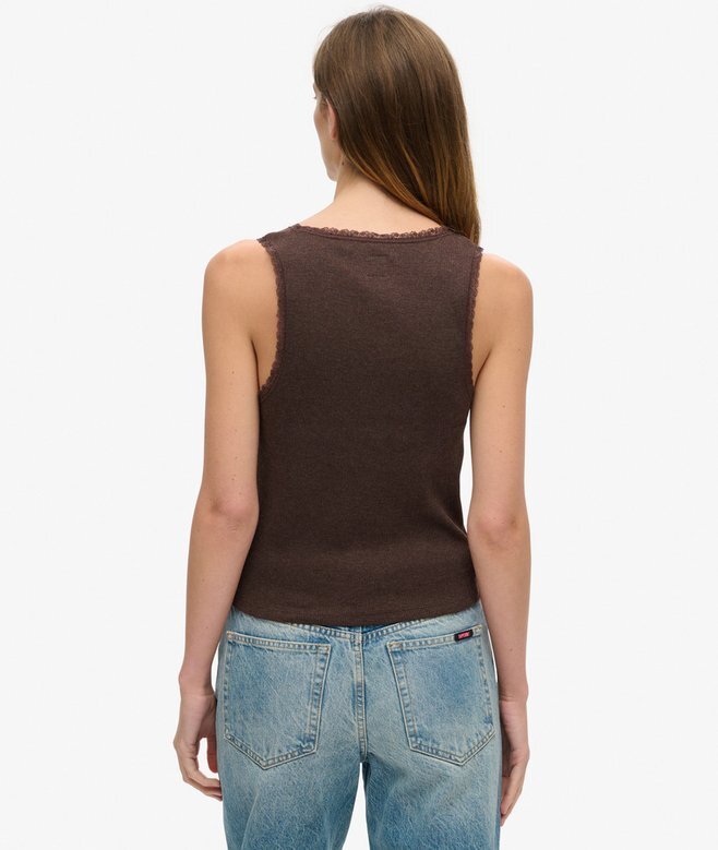 Athletic Essentials Vintage Lace Trim Vest Top Athletic Essentials Vintage Lace Trim Vest Top