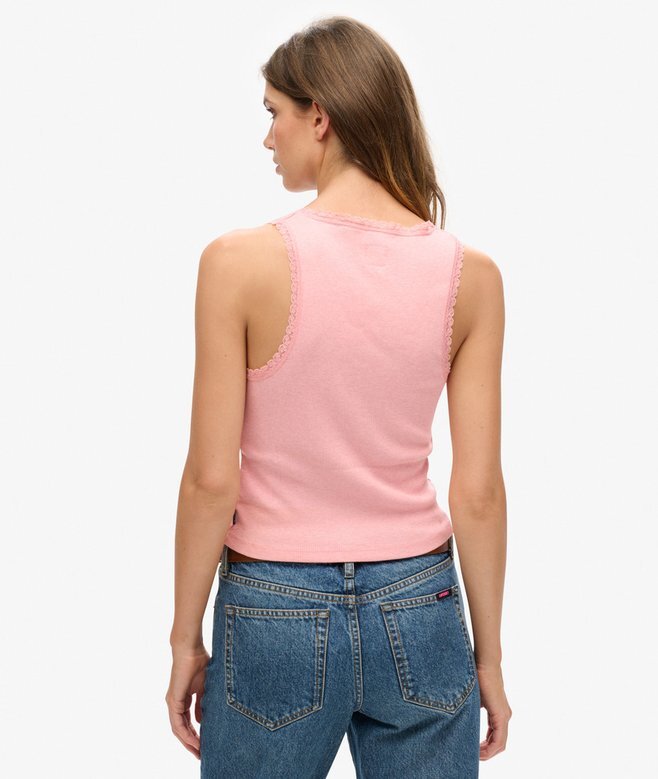 Athletic Essentials Vintage Lace Trim Vest Top Athletic Essentials Vintage Lace Trim Vest Top