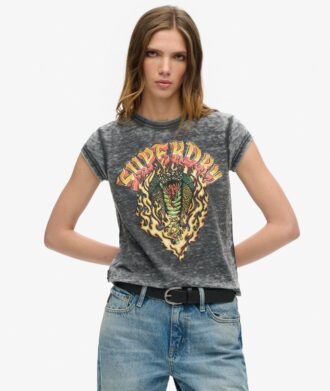 Biker Rock-T-shirt med tryck