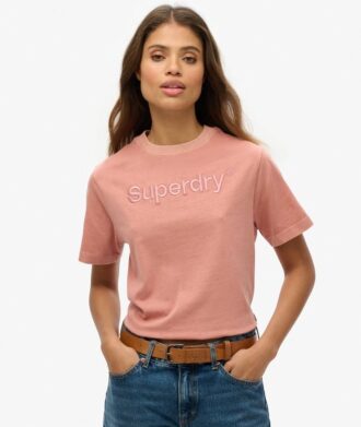Broderad Core-logotyp, boxig, lös T-shirt