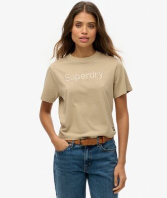 Broderad Core-logotyp, boxig, lös T-shirt