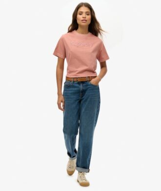 Broderad Core-logotyp, boxig, lös T-shirt