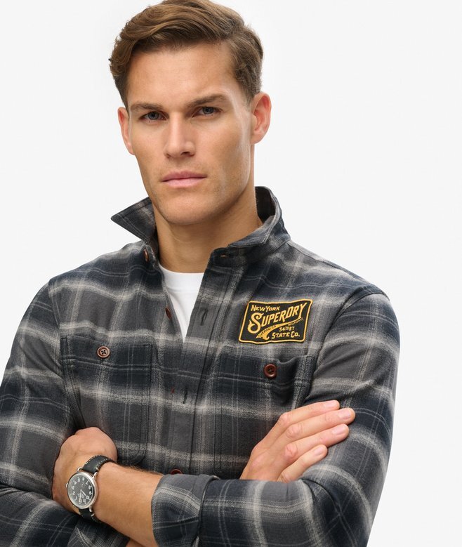 Broderad rutig overshirt Broderad rutig overshirt
