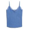 Cami-top i Organic Cotton med ribbstickning och spets
