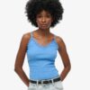 Cami-top i Organic Cotton med Vintage-ribb och spetskant Cami-top i Organic Cotton med Vintage-ribb och spetskant