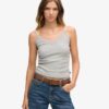 Cami-top i Organic Cotton med Vintage-ribb och spetskant Cami-top i Organic Cotton med Vintage-ribb och spetskant
