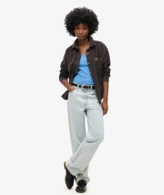 Cami-top i Organic Cotton med Vintage-ribb och spetskant