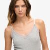 Cami-top i Organic Cotton med Vintage-ribb och spetskant Cami-top i Organic Cotton med Vintage-ribb och spetskant