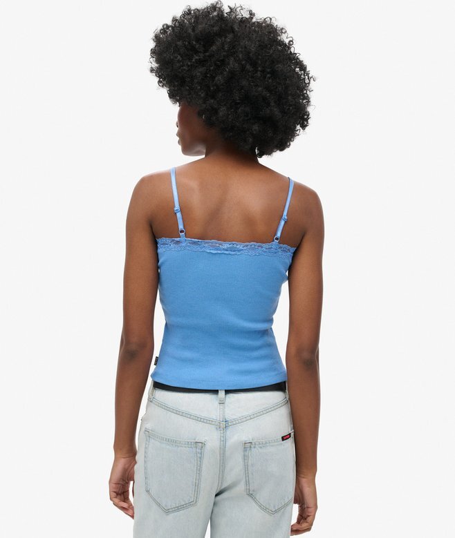 Cami-top i Organic Cotton med Vintage-ribb och spetskant Cami-top i Organic Cotton med Vintage-ribb och spetskant
