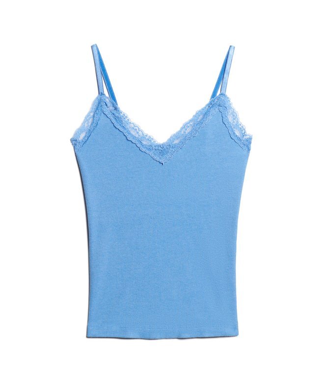 Cami-top i Organic Cotton med Vintage-ribb och spetskant Cami-top i Organic Cotton med Vintage-ribb och spetskant
