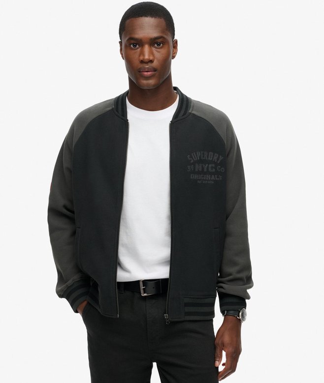 College Graphic Jersey Bomber Jacket College Graphic Jersey Bomber Jacket