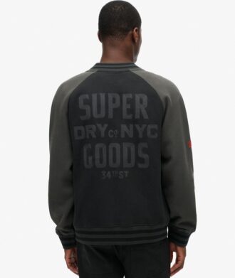 College Graphic Jersey Bomber Jacket