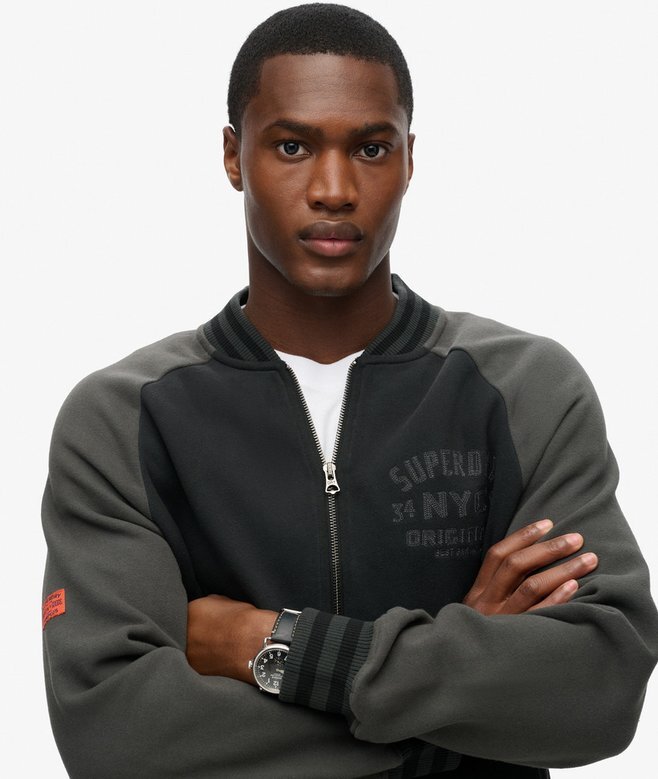 College Graphic Jersey Bomber Jacket College Graphic Jersey Bomber Jacket