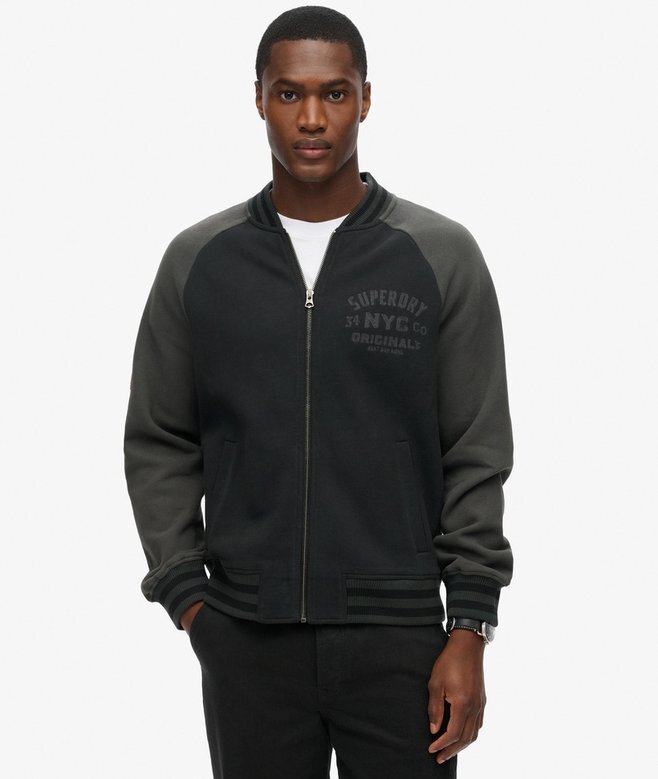 College Graphic Jersey Bomber Jacket College Graphic Jersey Bomber Jacket