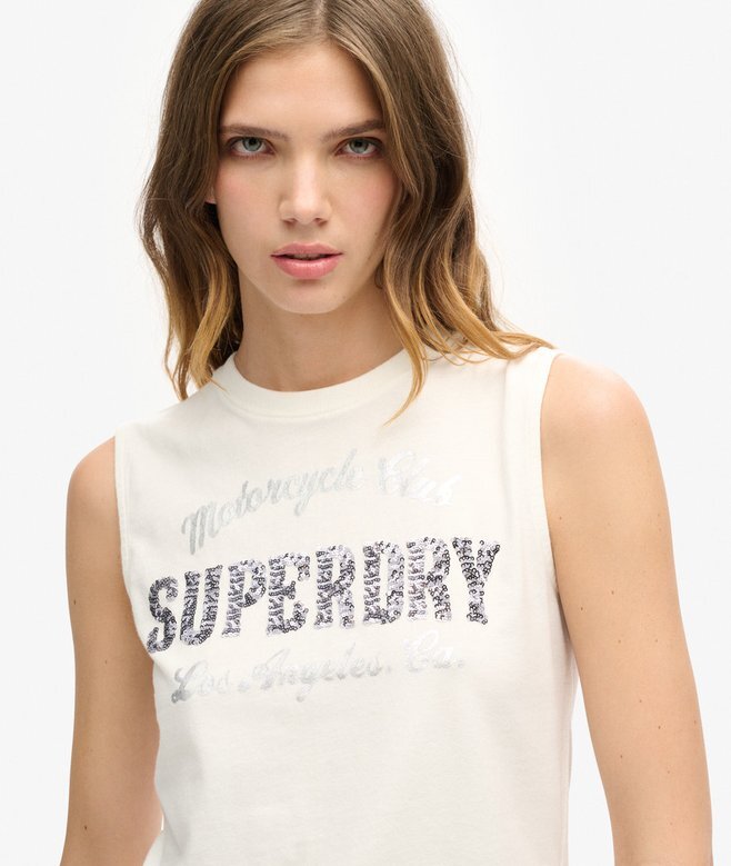 Embellished Archive Fitted Tank Top Embellished Archive Fitted Tank Top