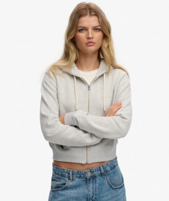 Essential Logo Cropped Zip Hoodie