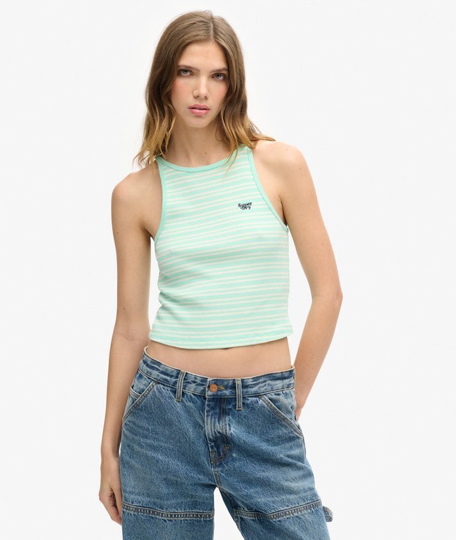 Essential Logo Striped Racer Vest Top Essential Logo Striped Racer Vest Top