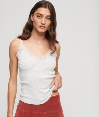 Essential Rib Lace Cami Top i Organic Cotton