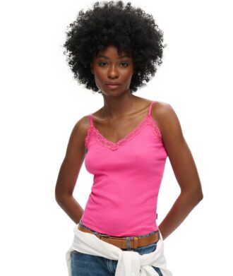 Essential Rib Lace Cami Top i Organic Cotton