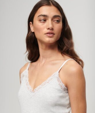 Essential Rib Lace Cami Top i Organic Cotton