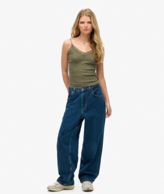 Essential Rib Lace Cami Top i Organic Cotton