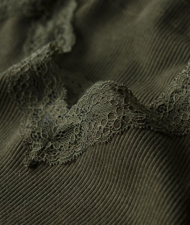 Essential Rib Lace Cami Top i Organic Cotton Essential Rib Lace Cami Top i Organic Cotton