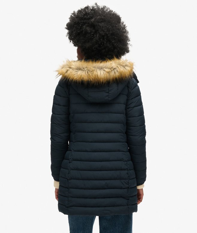 Fuji midlång Puffer-jacka med Hooded-design Fuji midlång Puffer-jacka med Hooded-design