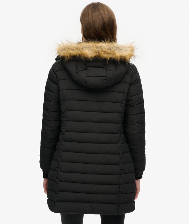 Fuji midlång Puffer-jacka med Hooded-design Fuji midlång Puffer-jacka med Hooded-design
