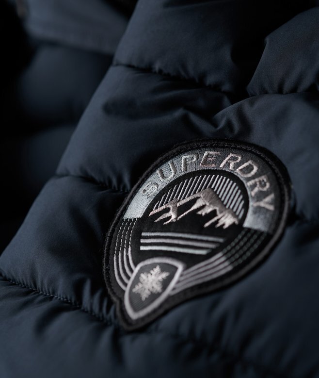 Fuji midlång Puffer-jacka med Hooded-design Fuji midlång Puffer-jacka med Hooded-design