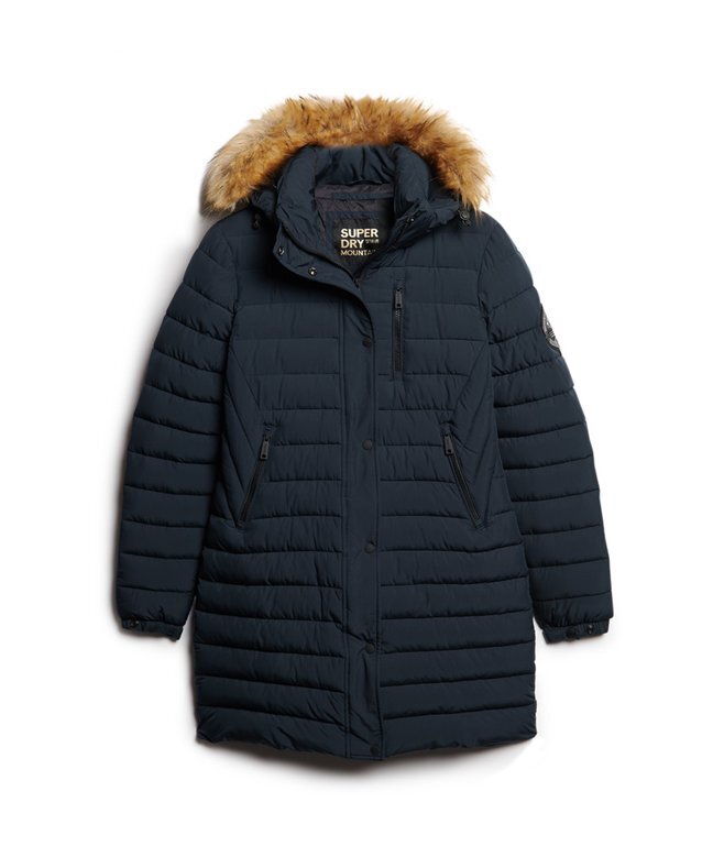 Fuji midlång Puffer-jacka med Hooded-design Fuji midlång Puffer-jacka med Hooded-design
