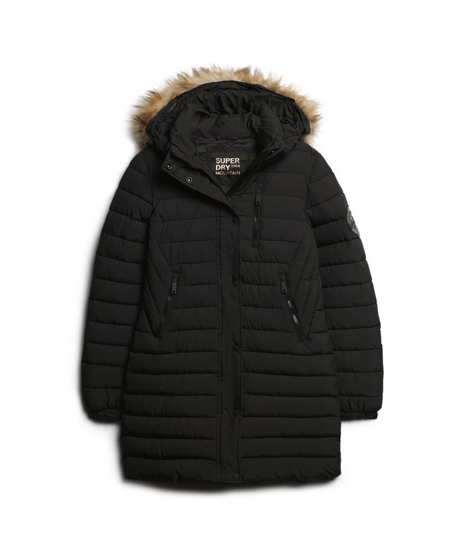 Fuji midlång Puffer-jacka med Hooded-design Fuji midlång Puffer-jacka med Hooded-design