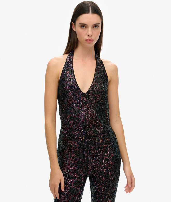 Halter-jumpsuit med paljetter Halter-jumpsuit med paljetter