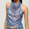 Haltertop med cowl neck och paljetter