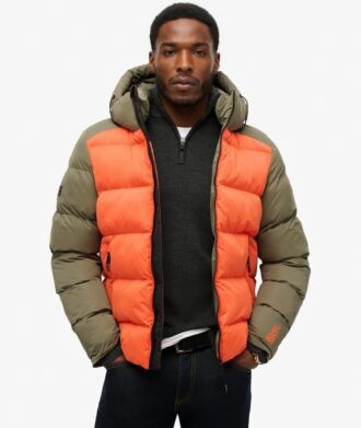 Hood Colour Block Sport Puffer