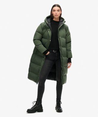 Hooded long puffer coat