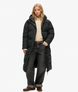 Hooded long puffer coat