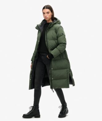 Hooded long puffer coat