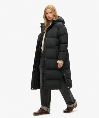 Hooded long puffer coat