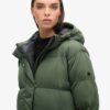 Hooded long puffer coat