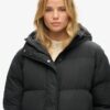 Hooded long puffer coat