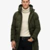Hooded longline padded jacket