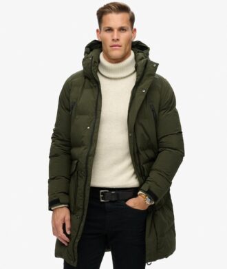 Hooded longline padded jacket