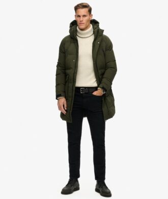 Hooded longline padded jacket